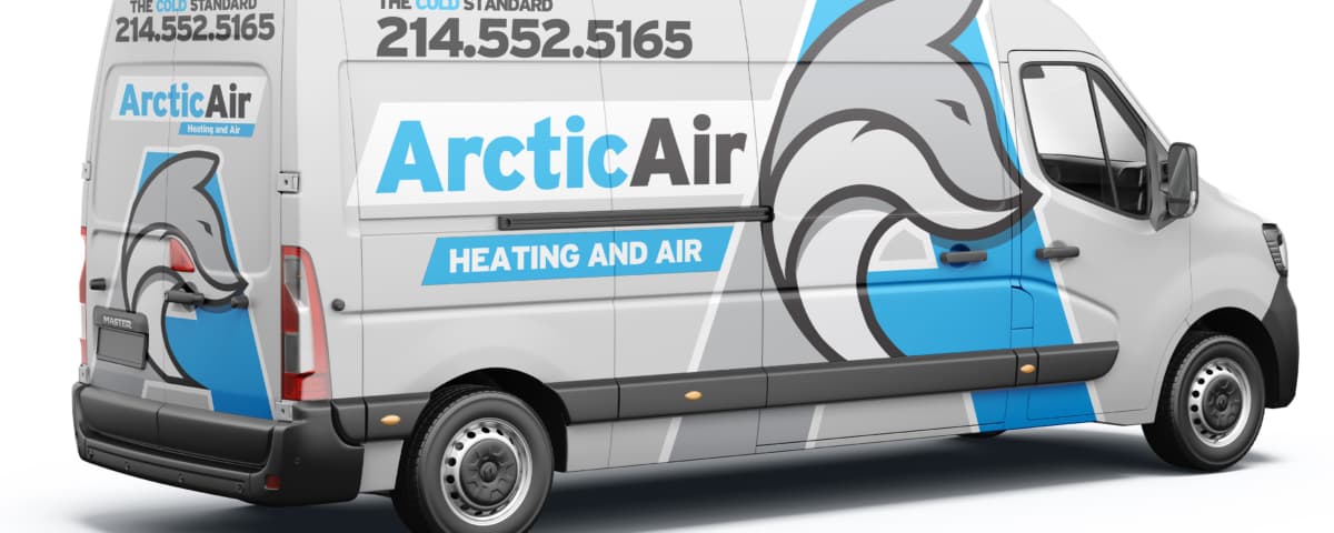 Arctic Air fleet van wrap rear corner detail