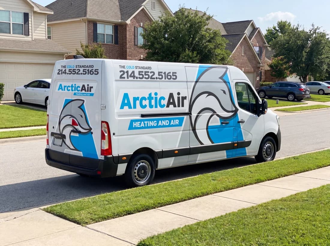 New Arctic Air van with modern polar bear mascot and bold wrap by WrapMasters
