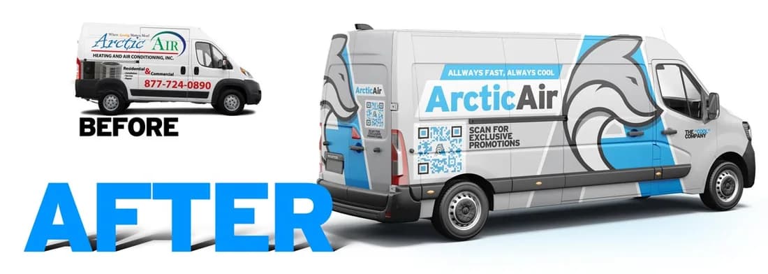 Arctic Air HVAC vehicle wrap design before and after by WrapMasters