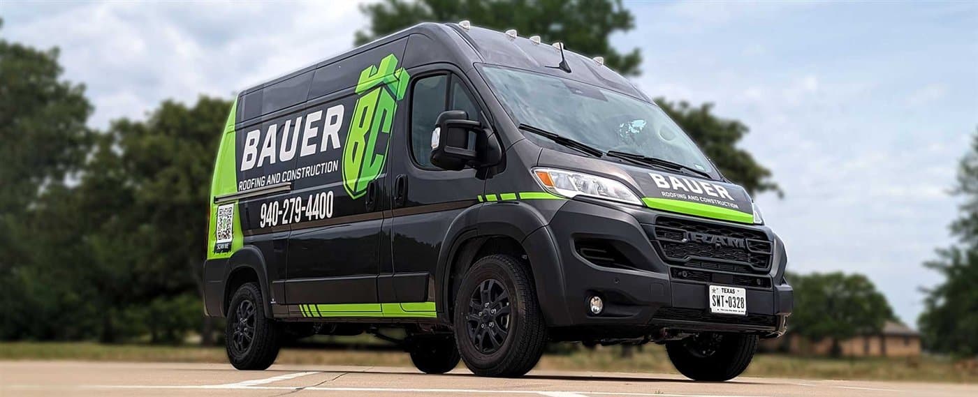 Bauer Roofing and Construction fleet van wrap