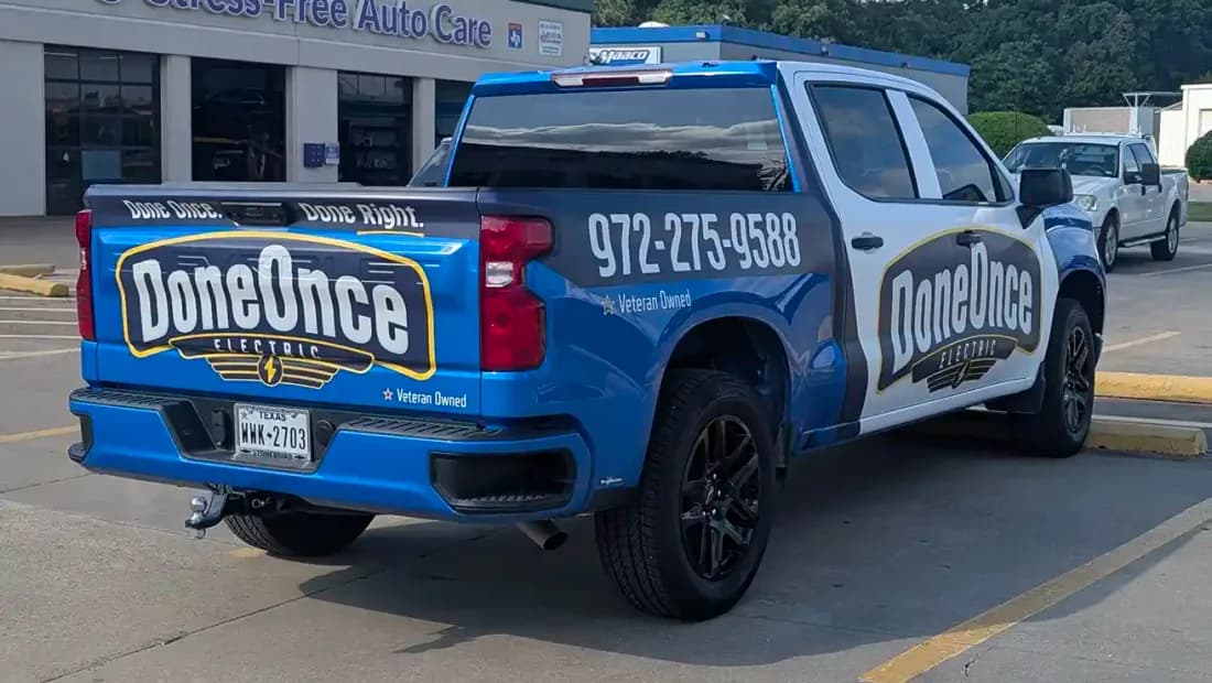 Done Once Electric vehicle wrap by WrapMasters
