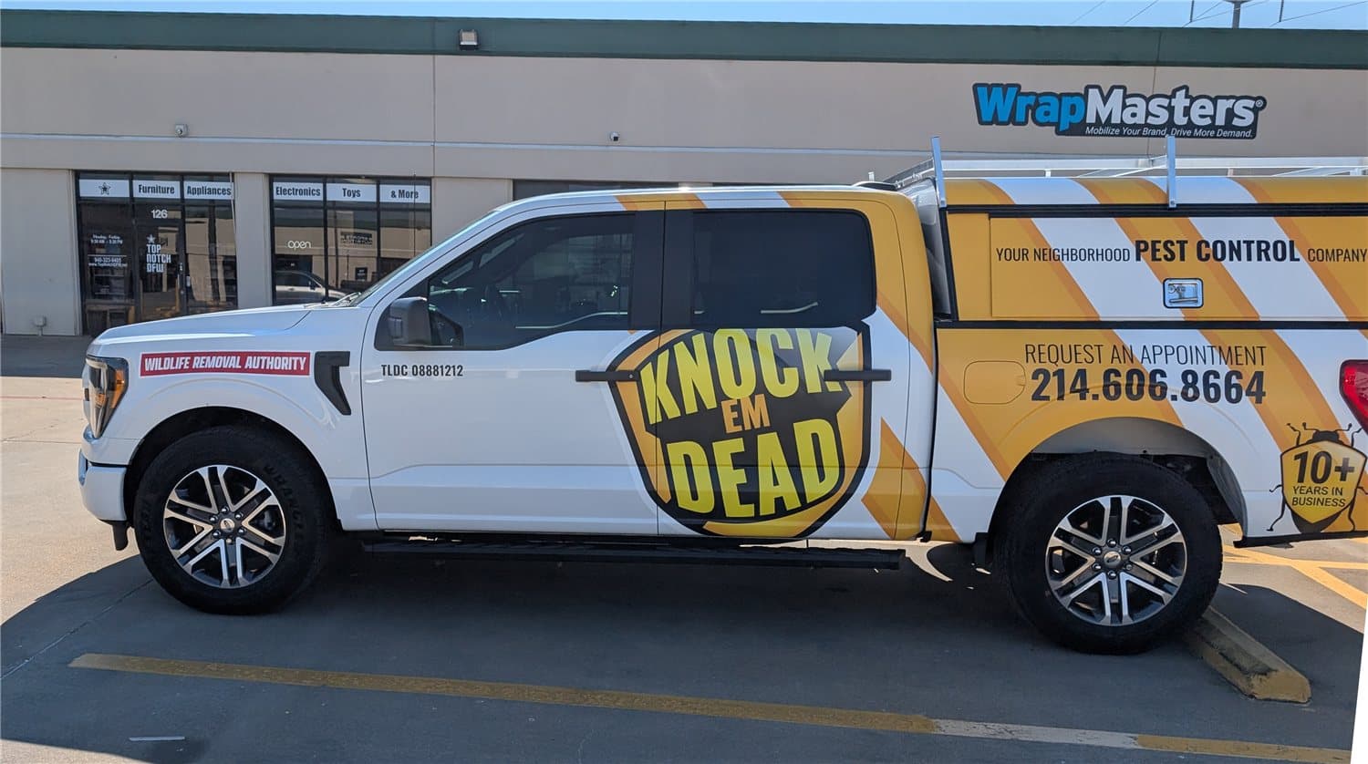Knock Em Dead pest control truck wrap by WrapMasters