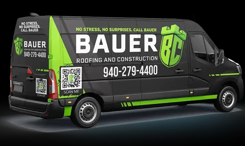 Commercial roofing company van wrap by WrapMasters