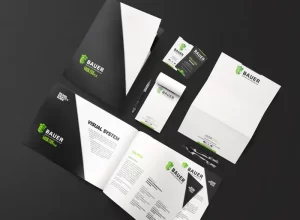 Brand continuity kit includes business cards, yard signs, equipment stickers and brochures