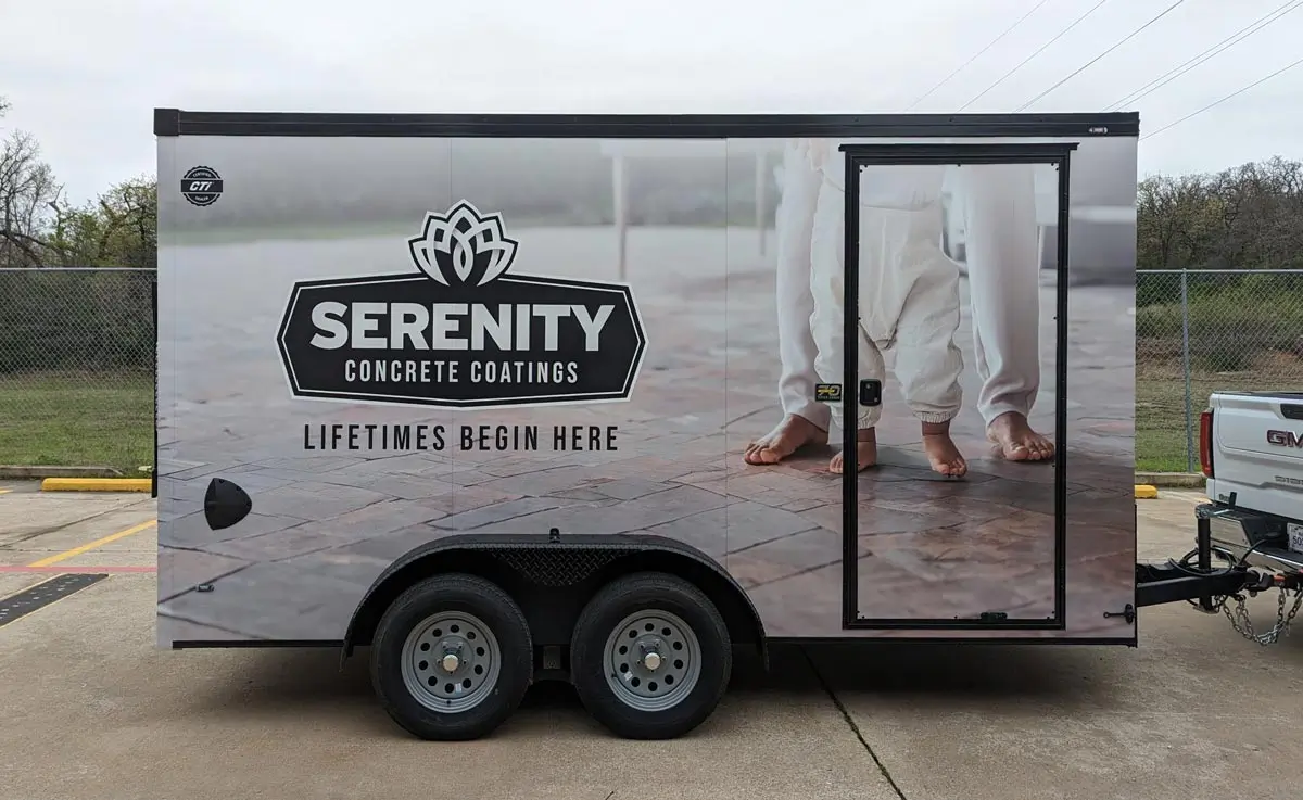 Serenity Concrete Coatings full trailer wrap, logo, and brand by WrapMasters