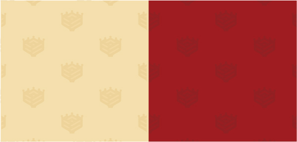 Gold and Red Pattern with Crown Rose Icon Background