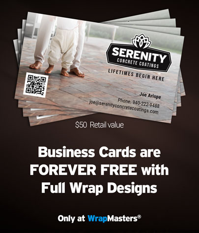 Forever Free Business cards with full wrap design services