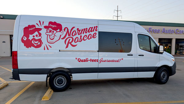 Vehicle wrap design for contractor service van focused on basic brand visibility